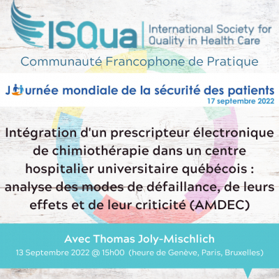 Webinar en Francais: Journée mondiale de la sécurité des patients 2022