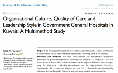 New research published by Dr Hossam Elamir, ISQua Fellow and Fellowship Ambassador
