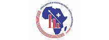 Logo of the Africa Union of Manufacturers, Trade & Investment featuring a blue continent outline with red growth bars, white medical cross, and circular red arcs symbolizing progress in healthcare and commerce.