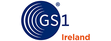 GS1 Ireland logo featuring a blue circle with white arcs and “GS1” in white, alongside the word “Ireland” in orange text.