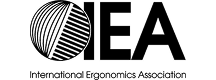 Logo of the International Ergonomics Association featuring a striped globe and the acronym “IEA,” with full organization name displayed below.