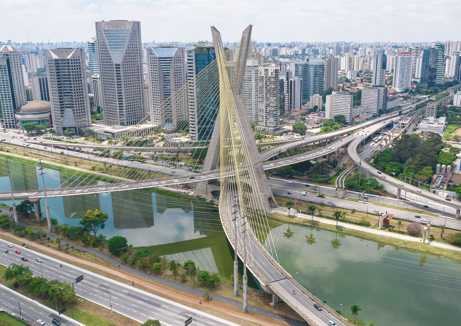 Estaiada Bridge in São Paulo surrounded by cityscape, representing Brazil as the host of ISQua’s 2025 international healthcare conference.